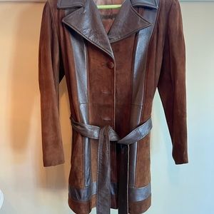 Vintage chestnut leather and suede jacket